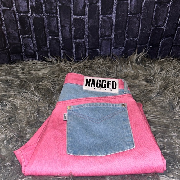 The RAGGED Priest Jeans Pink/Rose Color-block StraightLeg Denim FREE PEOPLE Sz30 - Picture 4 of 16